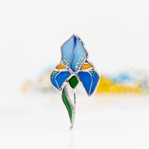 Elegant brooch of iris stained glass