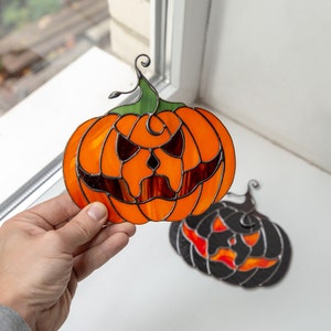 orange pumpkin ornament made of stained glass