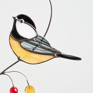 chickadee stained glass light catcher