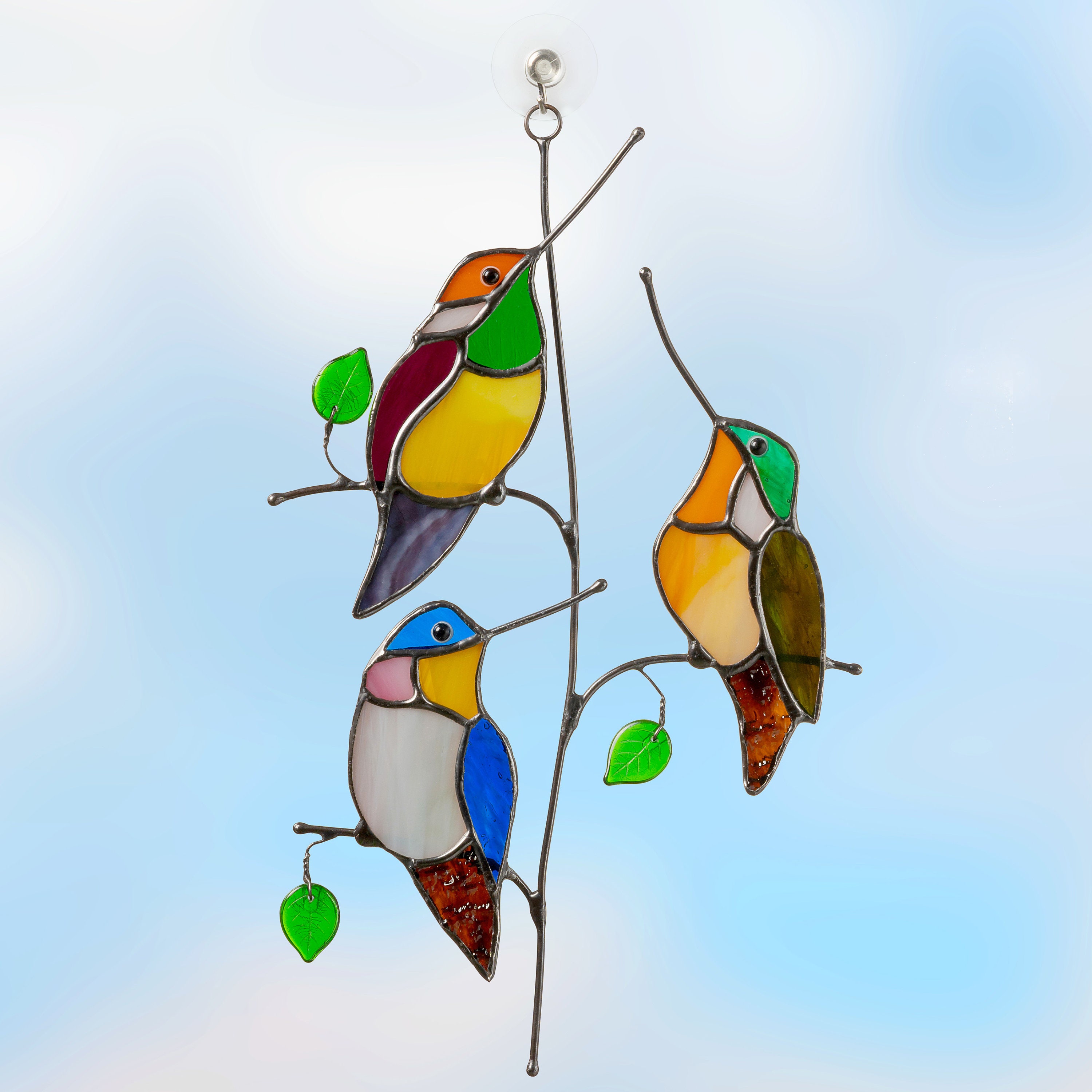 Hummingbird stained glass window hangings Bird stained glass Etsy
