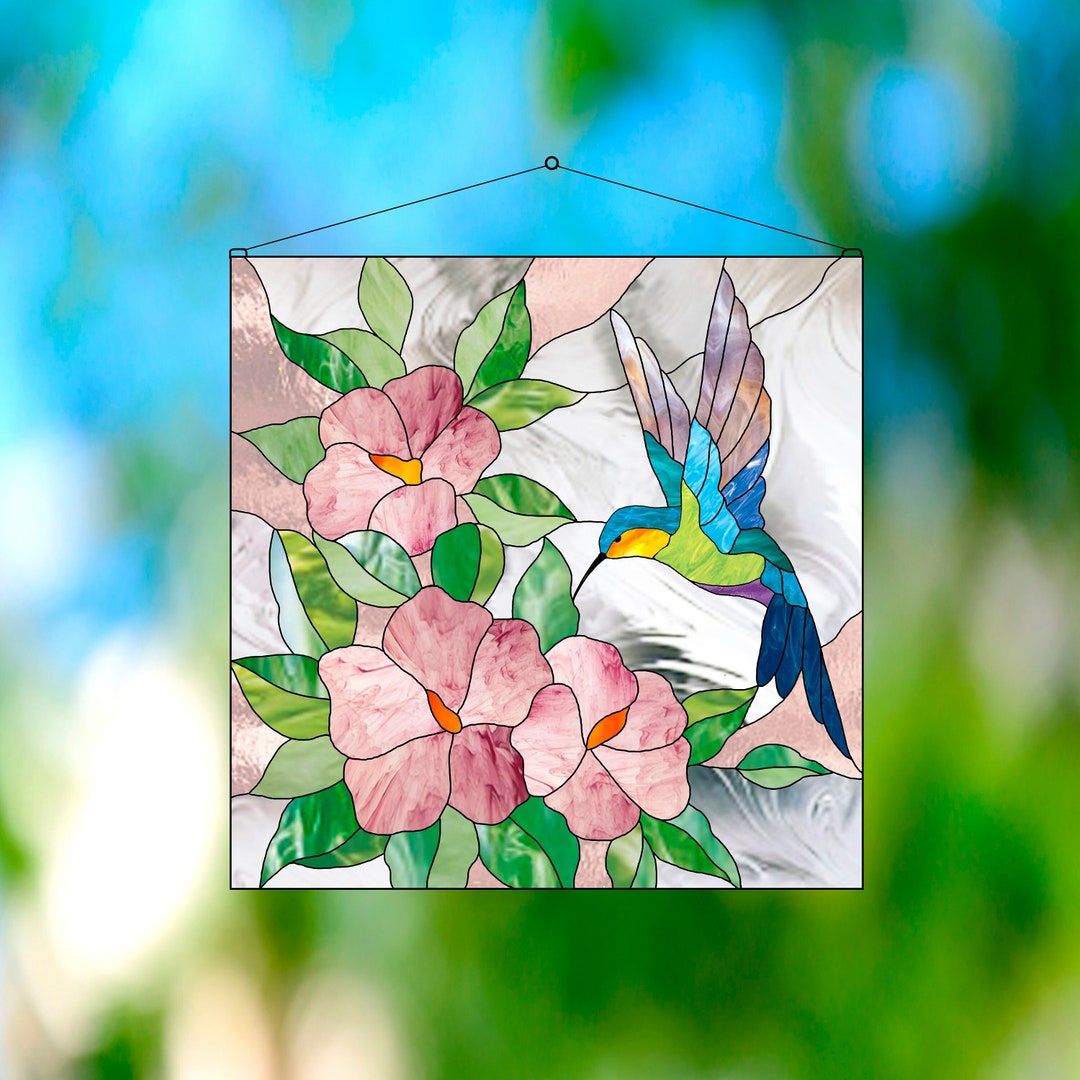 Hummingbird Stained Glass Window Hangings Flower Stained Glass PATTERN
