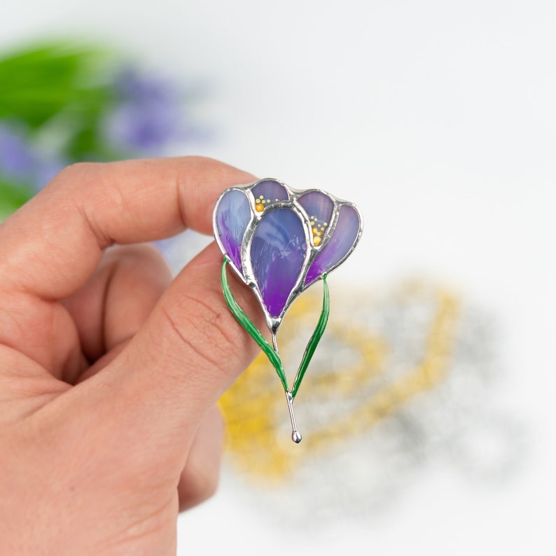 Custom stained glass plant pin