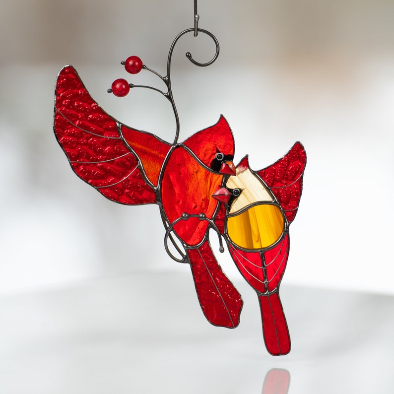 hanging bird window decoration made of stained glass