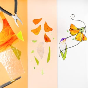 Process of handcrafting stained glass sucatcher