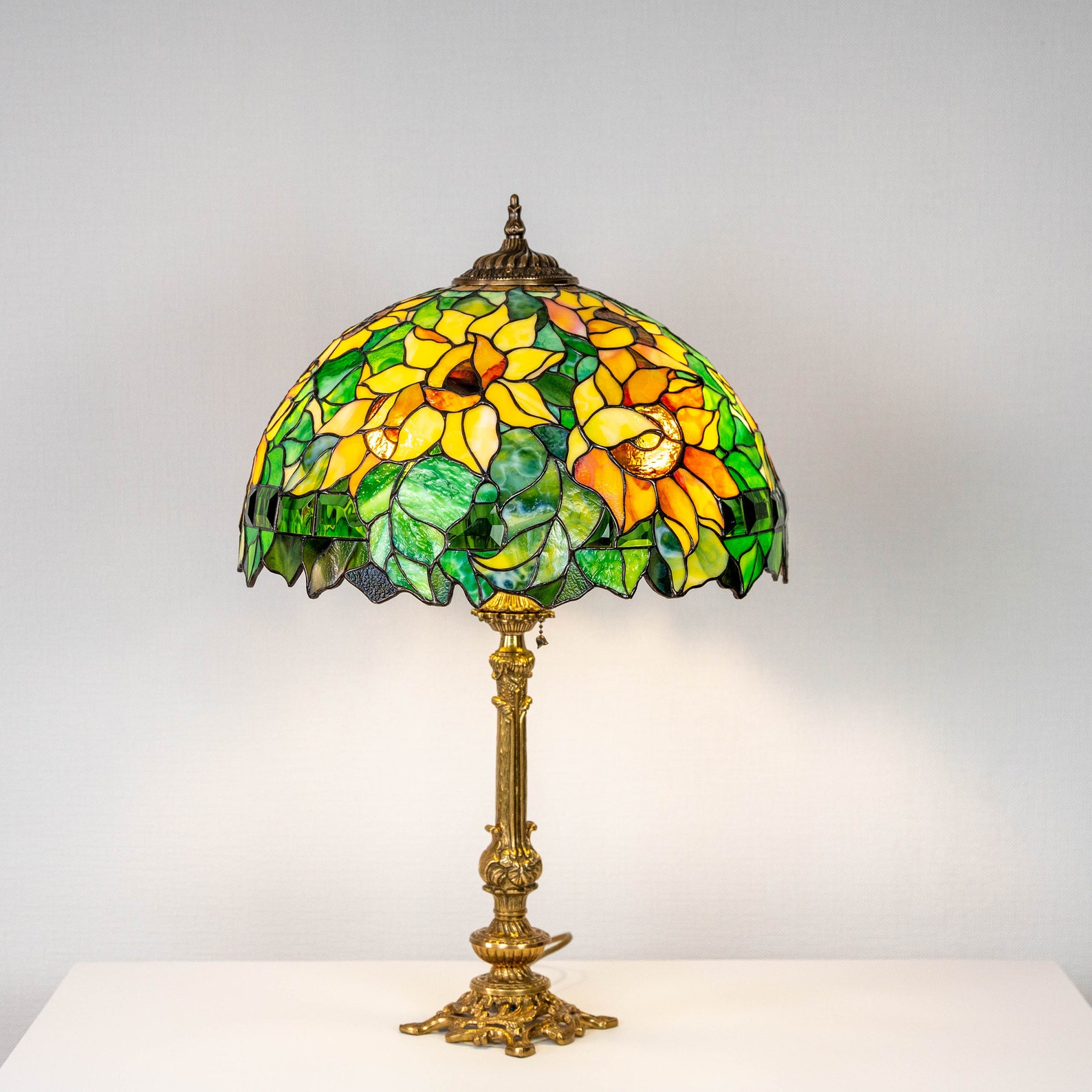 Sunflower Stained Glass Flower Lamp Shade Housewarming Gift Etsy