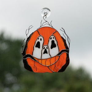 handmade glass orange pumpkin decor for window