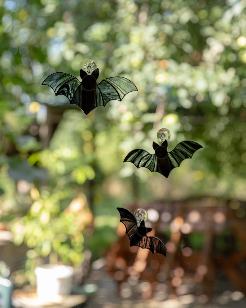 Halloween decor Vampire bats set Christmas gift Stained glass window hangings horror decor Halloween gift