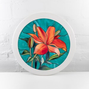handcrafted glass red lily decoration