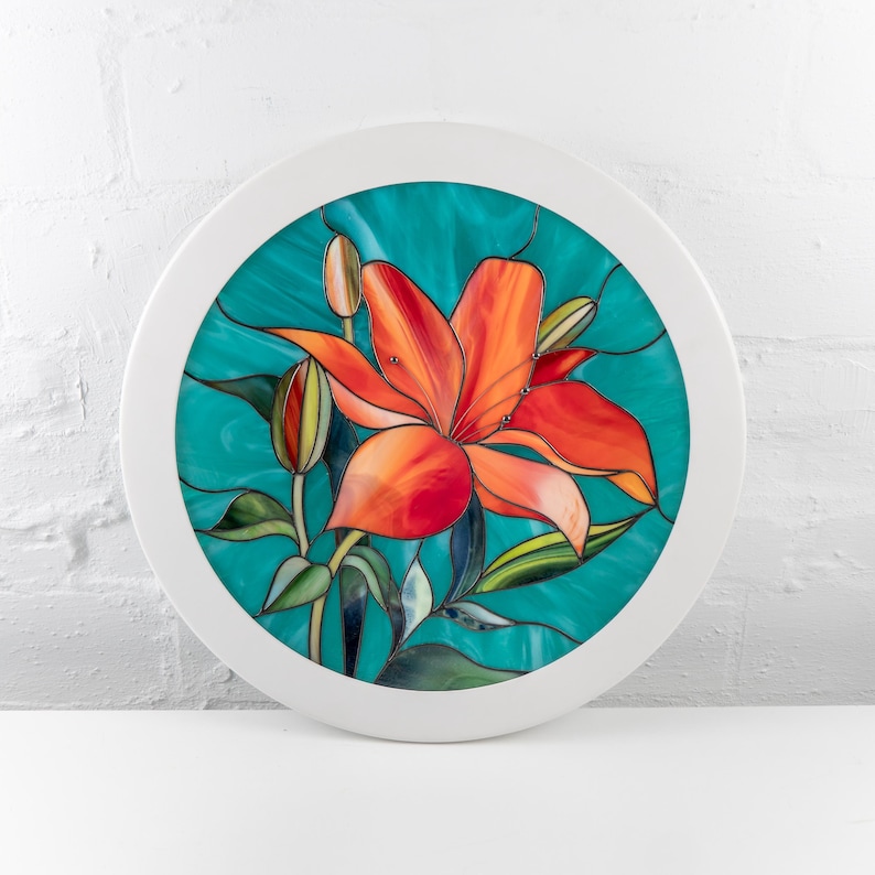 handcrafted glass red lily decoration