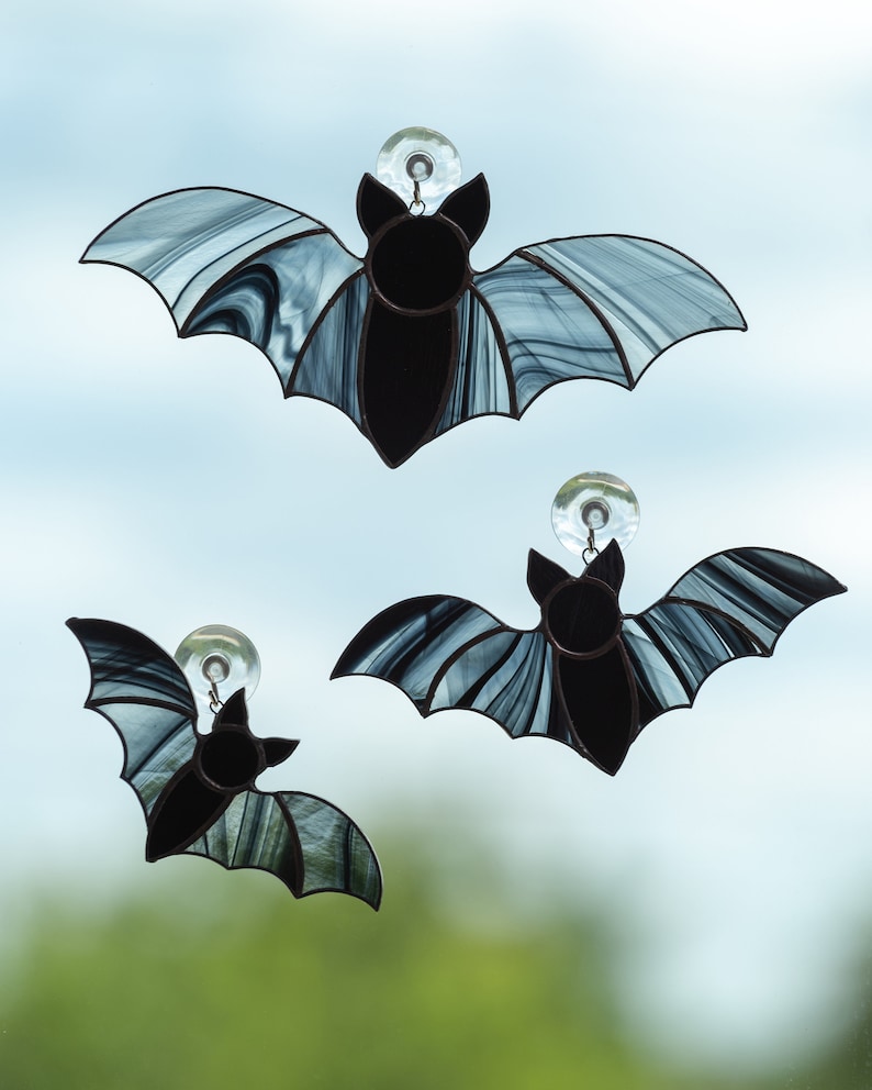 handmade glass bats decor for window