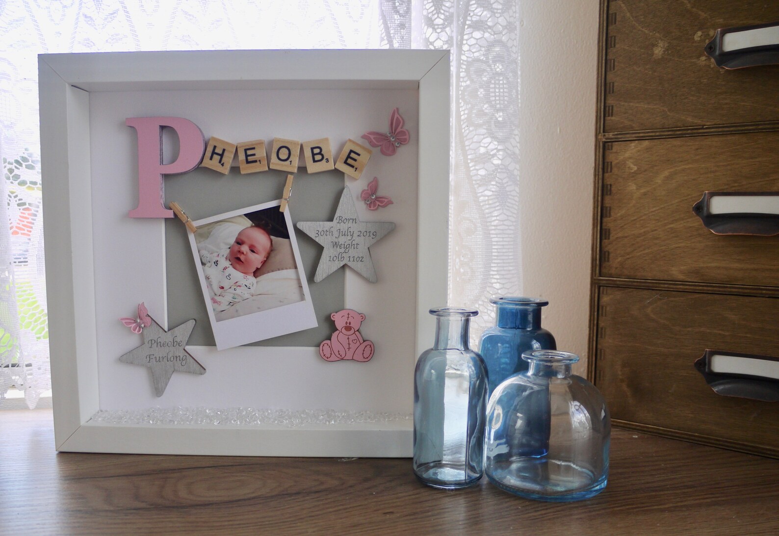 New Baby Framechristening Giftbaby Boy/girl Shadow Box Etsy Ireland