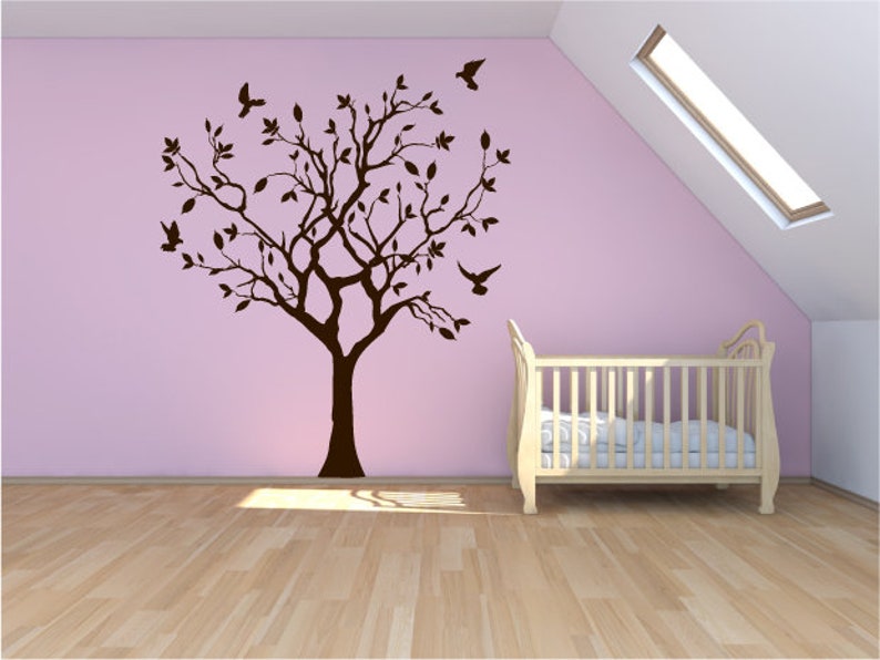 Tree wall decal mural wall sticker doves ravens crows or tweety birds
