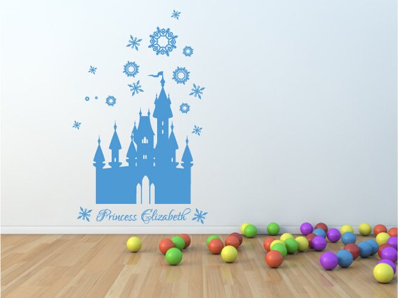 Princess Castle Wall Decal Girls Fairytale Bedroom Vinyl Decor Diy Frozen Inspired Snowflakes