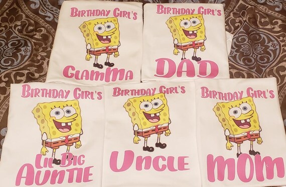 Spongebob Theme Birthday Girl / Boy T-shirts Dad, Mom, Uncle Family Shirts  