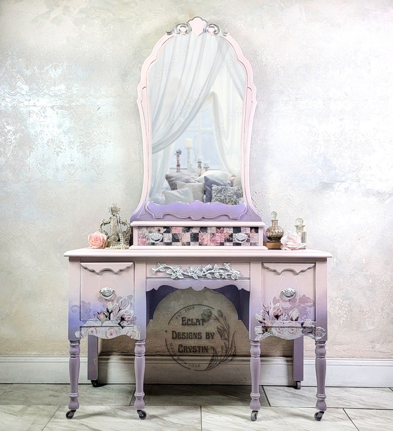 Pink Romance Vanity Table Makeup Mirror Bedroom Furniture Etsy