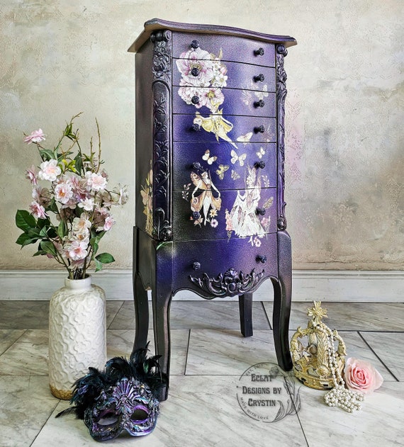 Woodland Fairies Jewelry Armoire Handpainted Jewelry Cabinet | Handmade | Jewelry Stand | Ring Holder | Necklace Hanger | Gift for her
