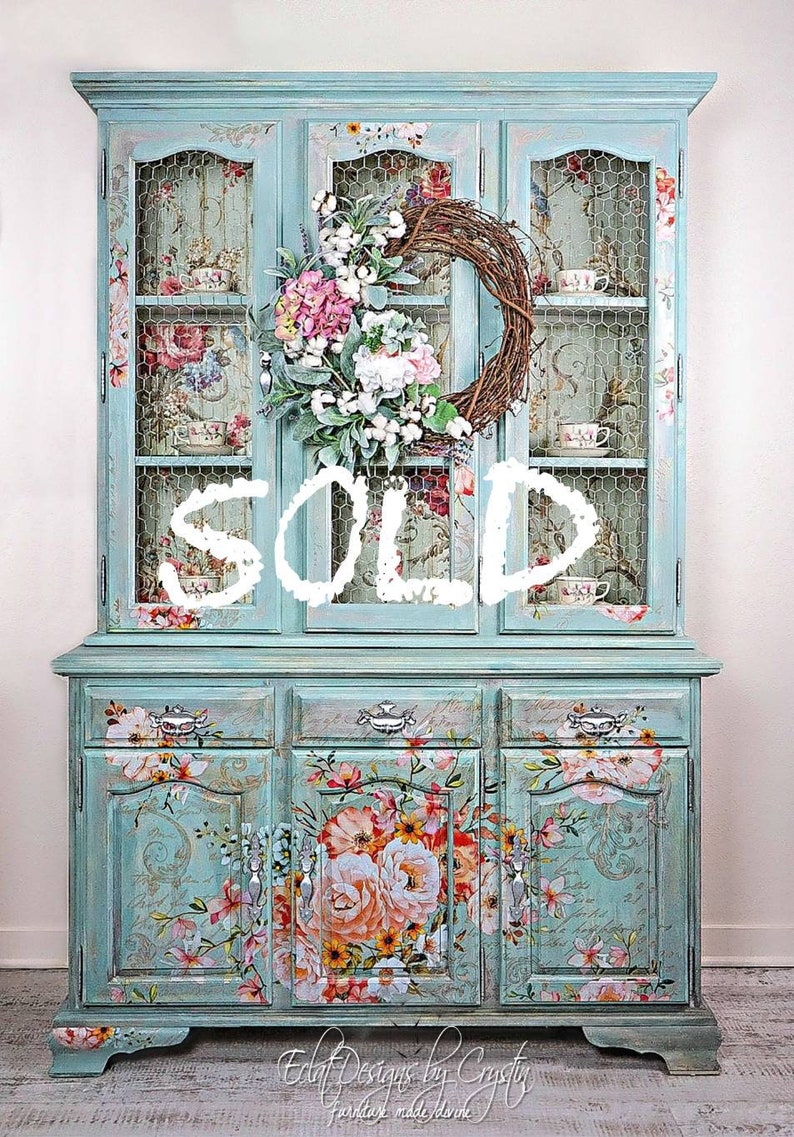 Custom Order Boho Wood Hutch China Upcycled Etsy
