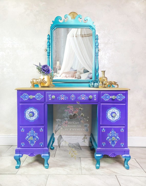 Lilac And White Butterfly Design Desk Vanity Dressing Table Lilac And White Butterfly Design Desk Vanity Dressing Table