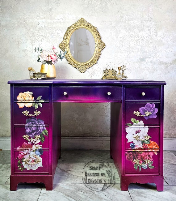 Lilac And White Butterfly Design Desk Vanity Dressing Table Lilac And White Butterfly Design Desk Vanity Dressing Table
