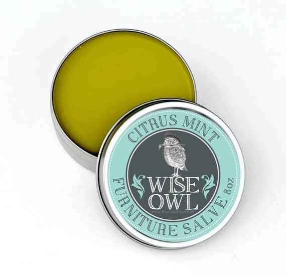 Citrus Mint Wise Owl Furniture Salve - Essential Oils Balm - Leather Balm - Scented Wax - Furniture Wax - Wood Varnish - Chalk Paint