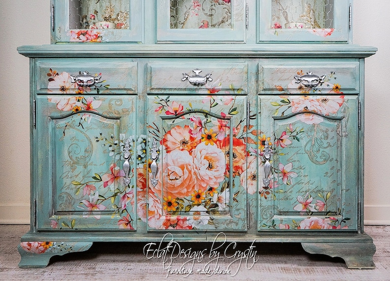 Custom Order Boho Wood Hutch China Upcycled Etsy