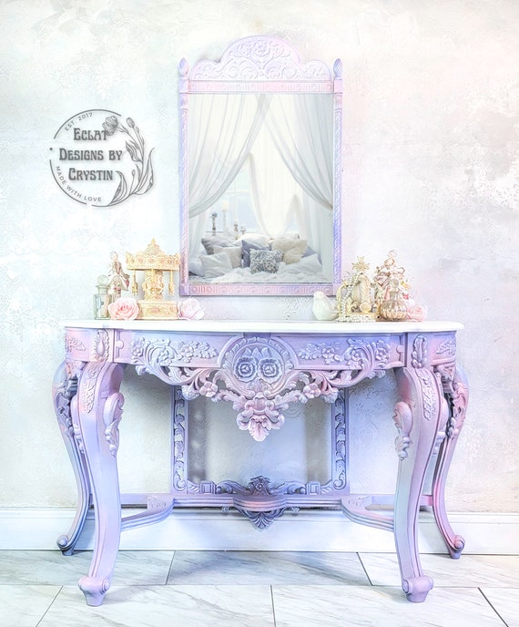 Lilac And White Butterfly Design Desk Vanity Dressing Table Lilac And White Butterfly Design Desk Vanity Dressing Table