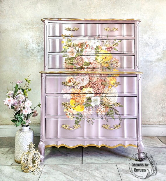 Woodland Floral Dresser Chest of Drawers Wood Dresser Bureau Antique Hand Painted Bedroom Furniture Handmade Upcycled Dresser Etsy