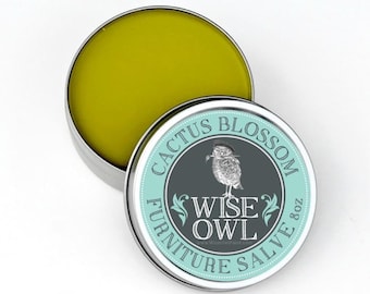 Cactus Blossom Wise Owl Furniture Salve - Essential Oils Balm - Leather Balm - Scented Wax - Furniture Wax - Wood Varnish - Chalk Paint