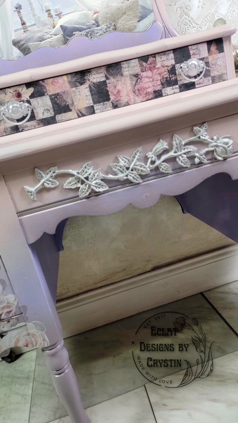 Pink Romance Vanity Table Makeup Mirror Bedroom Furniture Etsy