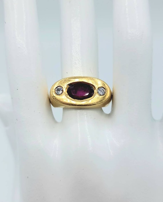 Men's 18kt Yellow, Gold Ruby and Diamond Ring