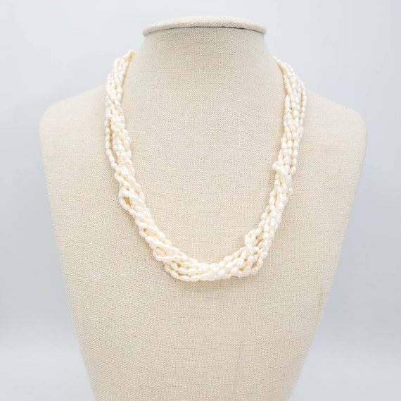 14K Freshwater Rice Seed Pearl Bead Twist Collar necklace