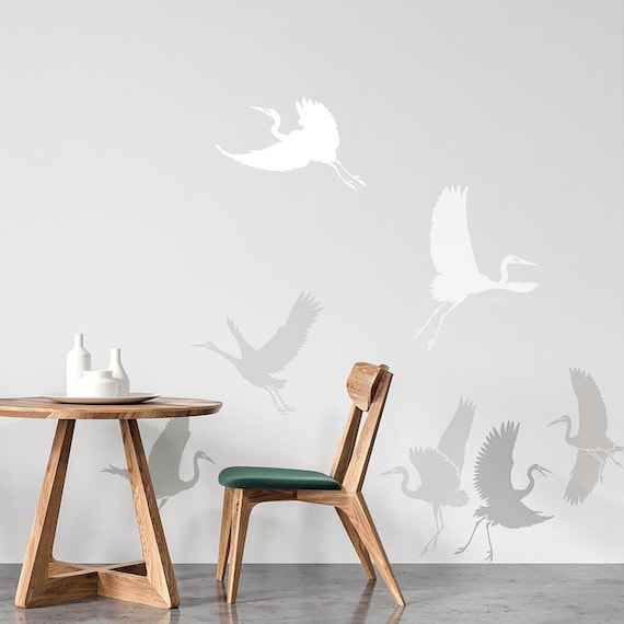 Dancing Egrets Wall Stencil/ Cutting Edge Stencils/ Wall Stencils/ Furniture Stencils/ Bird Stencil/ Heron Stencil