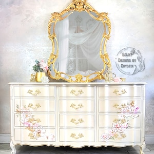 Custom French Provincial Dresser, Chest of Drawers, Antique Furniture, Bedroom Drawers, Wide Dresser, Handmade, Hand-painted