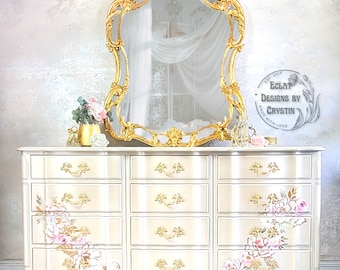 Custom French Provincial Dresser, Chest of Drawers, Antique Furniture, Bedroom Drawers, Wide Dresser, Handmade, Hand-painted