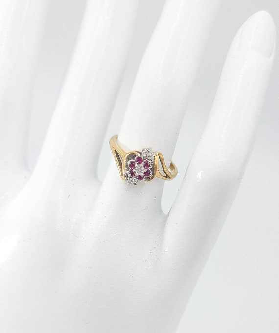 14k Solid Gold, Ruby and Diamond Ring