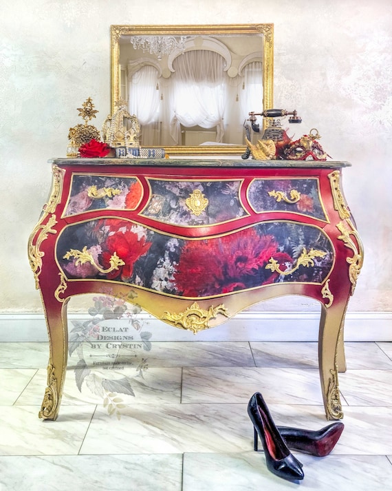 Italian Antique Modern Bombe Handmade Dresser - Bedroom Drawers - Painted Wood Dresser - Bureau- Commode - Handmade Furniture - Upcycled