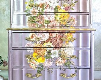 Woodland Floral Dresser, Rose Metallic Antique Chest of Drawers - Etsy