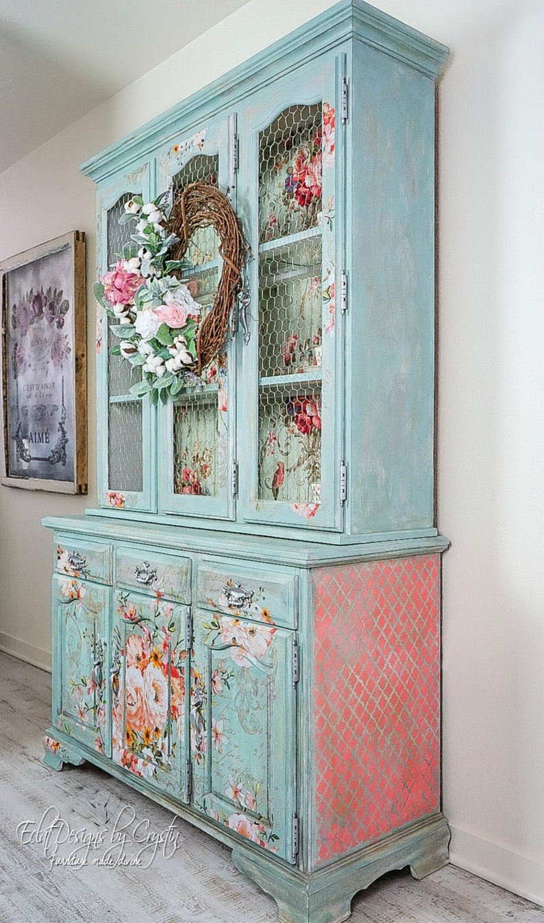 Custom Order Boho Wood Hutch China Upcycled Etsy