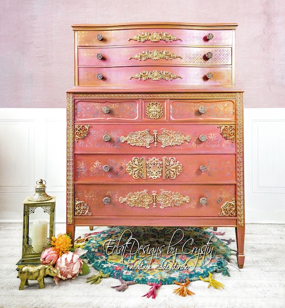 Hand-painted Dresser, Metallic Sunset, Moroccan Inspired Furniture - Etsy
