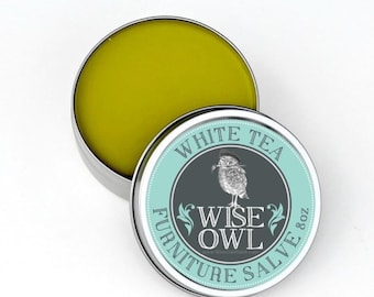 White Tea Wise Owl Furniture Salve - Essential Oils Balm - Leather Balm - Scented Wax - Furniture Wax - Wood Varnish - Chalk Paint