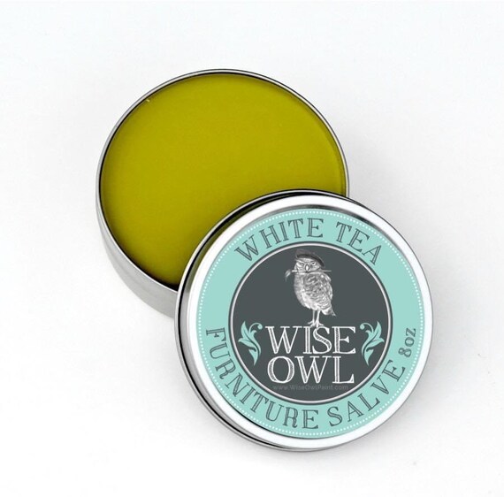 White Tea Wise Owl Furniture Salve - Essential Oils Balm - Leather Balm - Scented Wax - Furniture Wax - Wood Varnish - Chalk Paint