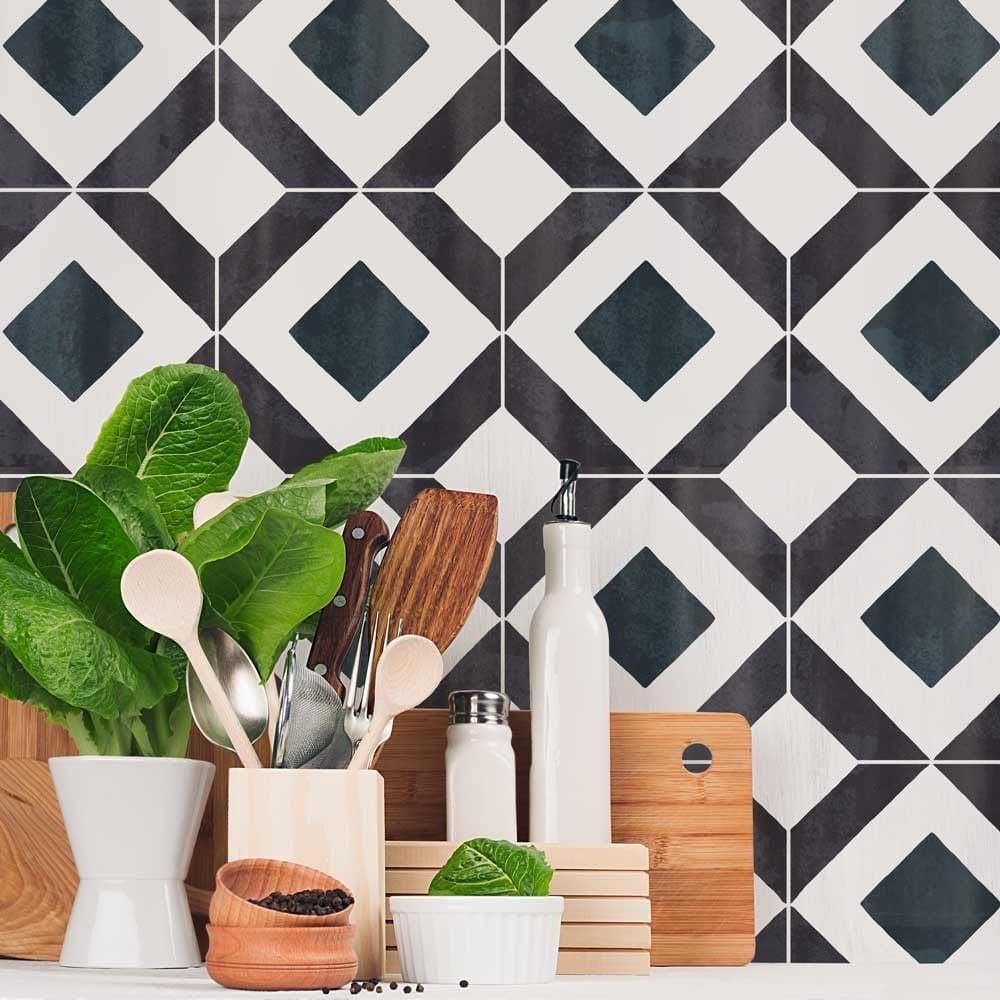 Quattro Tile Stencil Large/ Cutting Edge Stencils/ Backsplash Stencil