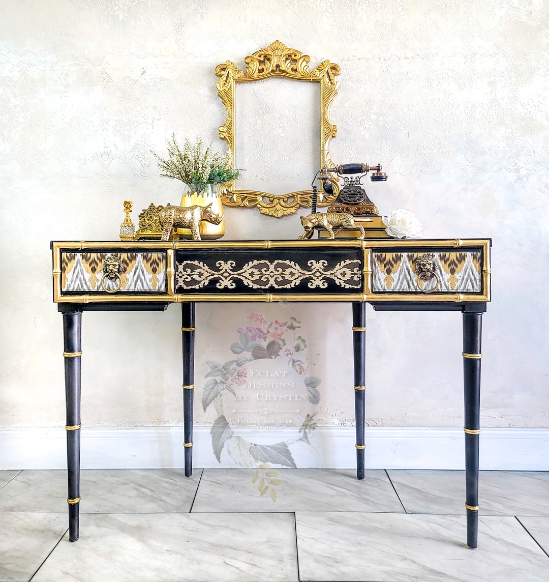 Art Deco Dressing Table With Mirror Vanity Table With Drawers Makeup ...