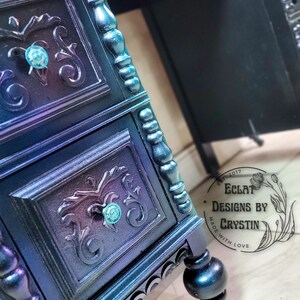 Custom Gothic Carnival Glass Vanity Table With Mirror, Hand-painted ...