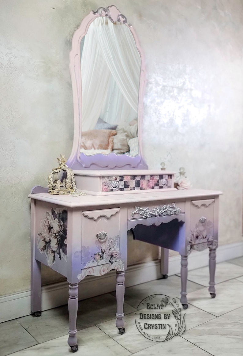 Pink Romance Vanity Table Makeup Mirror Bedroom Furniture Etsy
