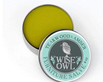 Teakwood and Amber Wise Owl Furniture Salve/ Wax/ Leather Balm/ Wood