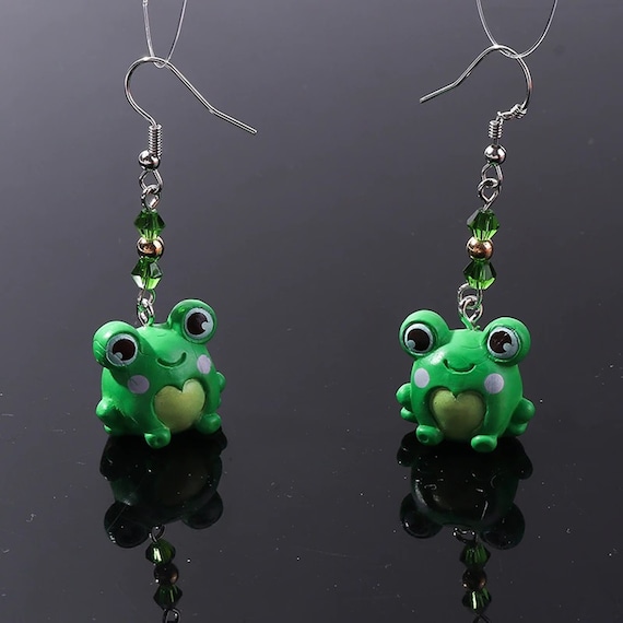 Frog Earrings for Women Handmade Fashion 3D Hanging Animals Cute Cartoon  Resin Green Drop Earrings Girls Eardrop Jewelry Gifts for Women 