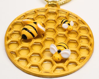 Bee Ornament, Honeycomb Ornament, Bee Christmas Ornament, Honeycomb Christmas Ornament, Beekeeper Gift, Bee Gift, Honeycomb Decor, Bee Decor