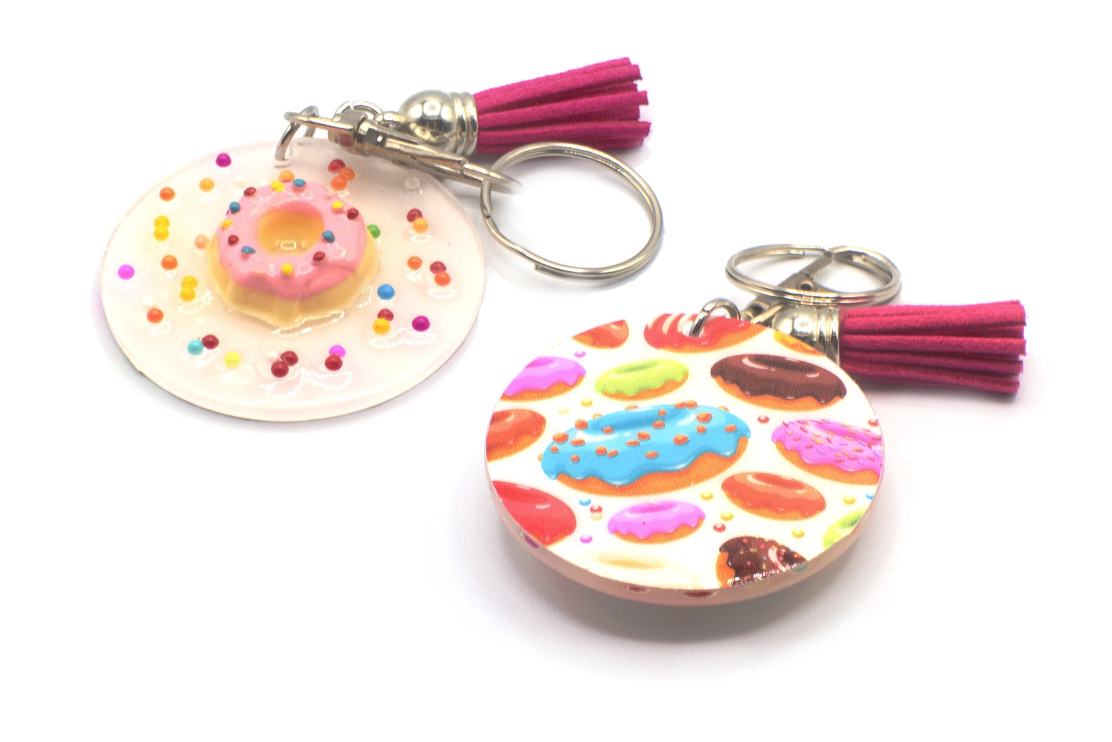 Doughnut Keychain Double Sided Keychain Donut Keychain Etsy