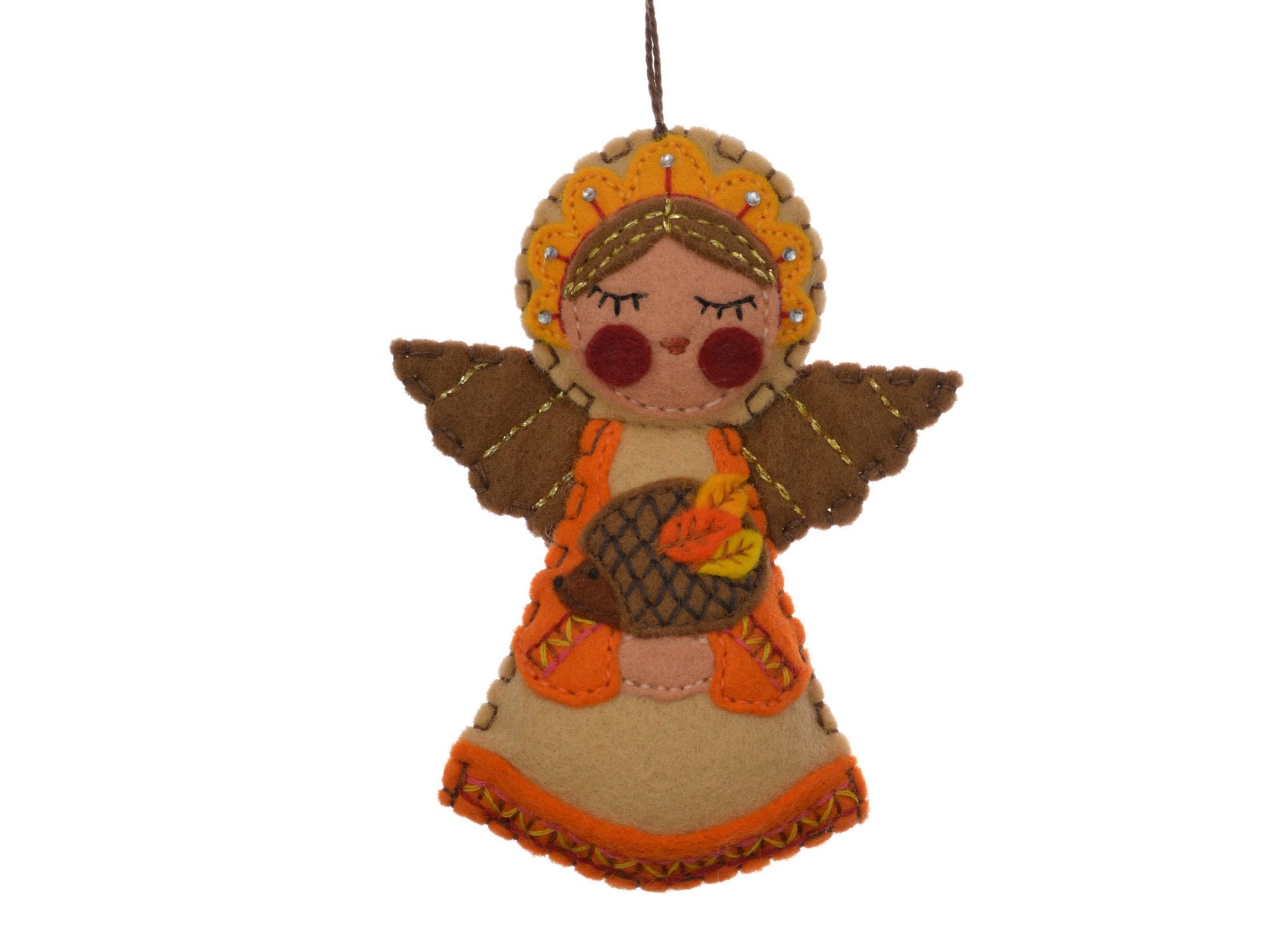 Anges, Feutre, Filzanhänder, Vignes, Décoration de Noël, Broderie, Hérisson, Automne, 10 cm